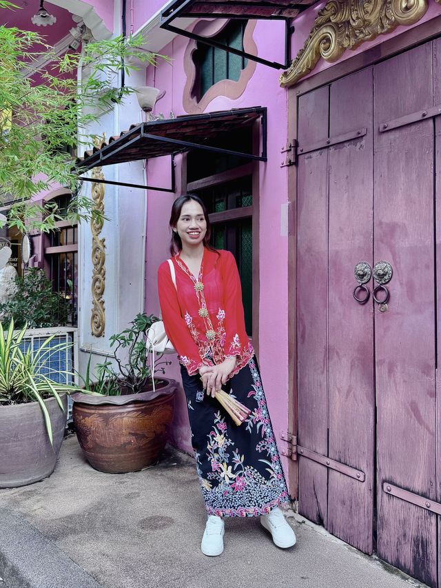 Wearing Ngonga dress in Phuket Old Town