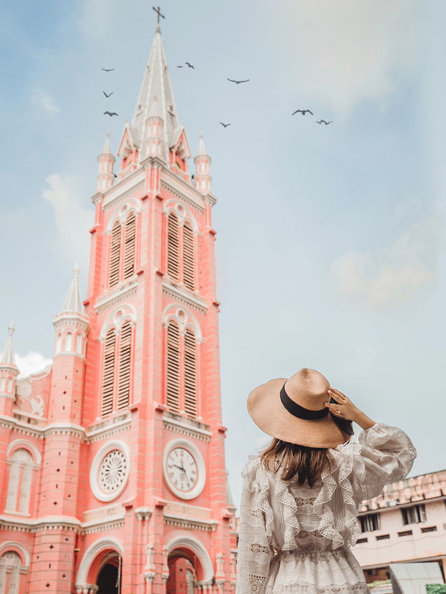 Exploring the Pink Cathedral in Ho Chi Minh City! 🌸⛪️