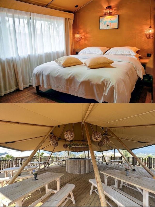 油菜花海中的野奢帳篷