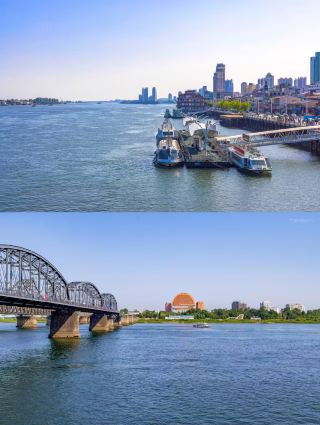 【단둥 명주 호텔 강변 C자리 데뷔, 들어가면 바로 압록강가의 행복왕