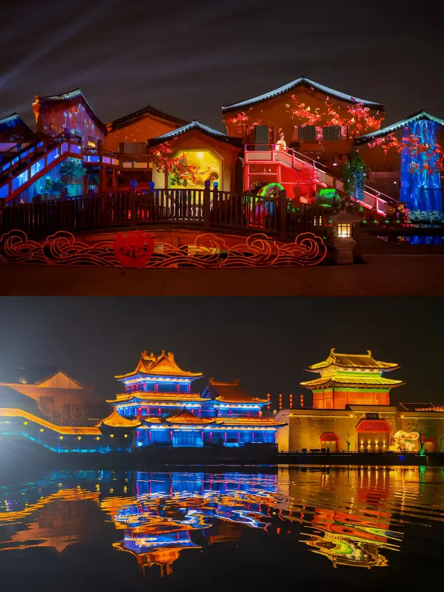 Night tour of Kaifeng's Qingming Riverside Landscape Garden, witnessing the dazzling lights along the banks of the Bian River