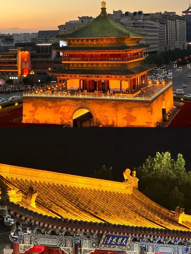 夜幕下的鐘樓來西安不去鐘樓，後悔了!