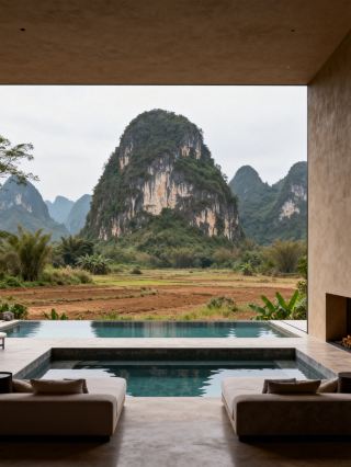 崇左の親子お出かけ、カルスト山水の中に泊まるととても癒される