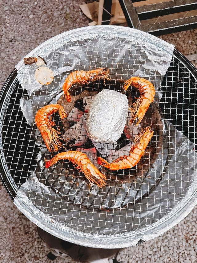 야외 글램핑 즐기며 도심속 캠핑 고기집 밤부바베큐🐮🔥