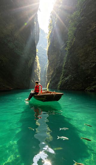 Enshi in June: Boats float on emerald waters, people walk on clouds.