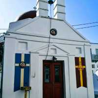 WHITE ASYMMETRICAL CHURCH IN MYKONOS!