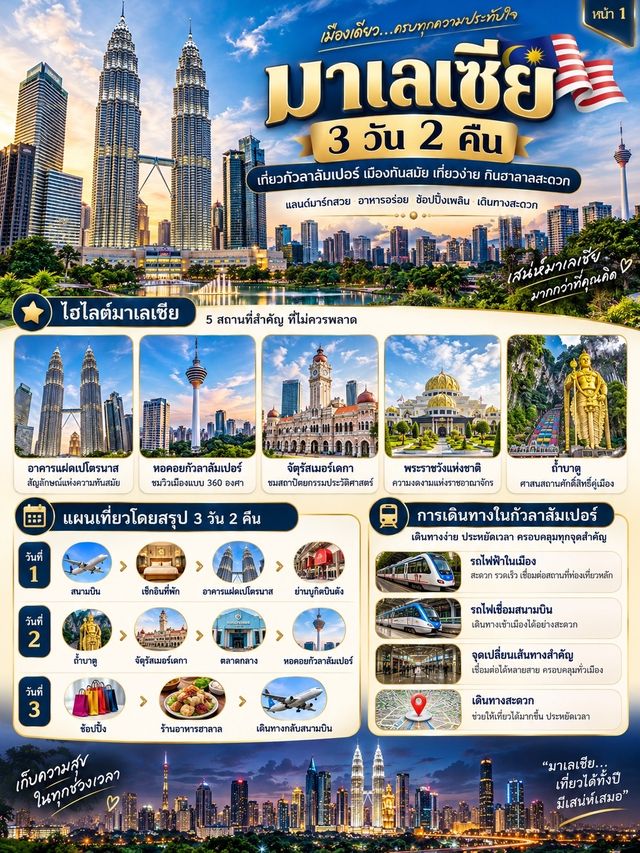 🇲🇾✨ มาเลเซีย 3 วัน 2 คืน เที่ยวง่าย กินอร่อย ช้อปสนุก!