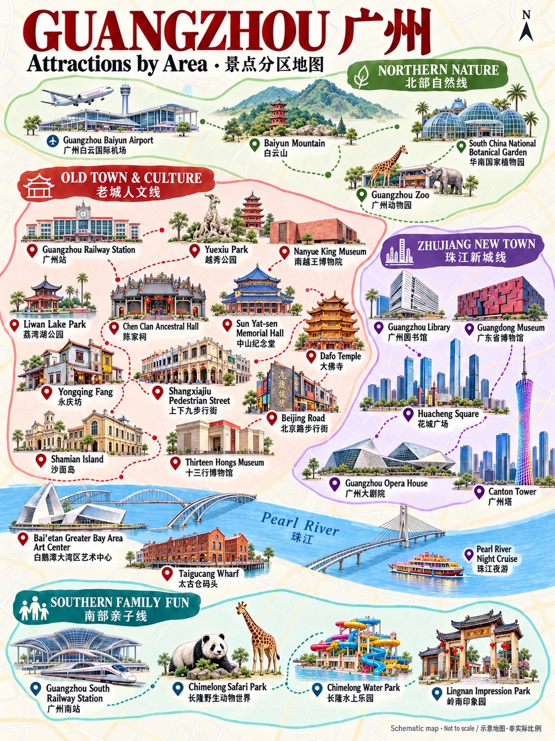 🇨🇳 Guangzhou Attractions Map by Area  