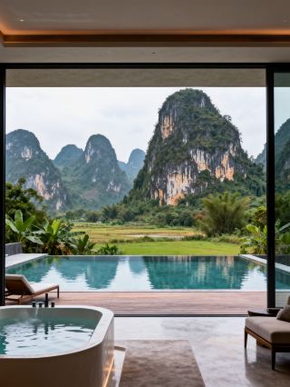 Stay at a beautiful riverside inn in Chongzuo, making May Day family trips with kids worry-free.