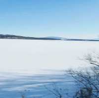 北海道冬季冰封網走湖景