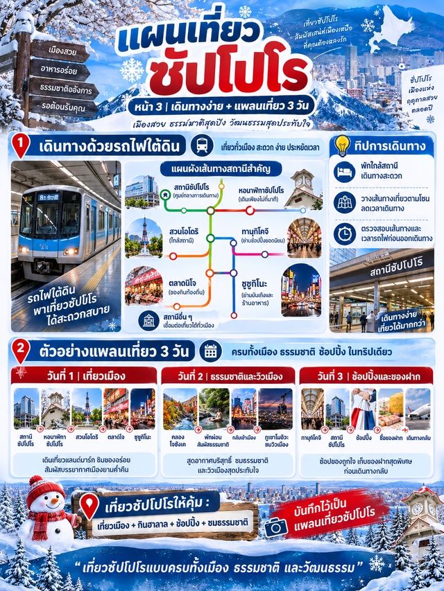 ❄️🇯🇵 แผนเที่ยวซัปโปโร 3 วัน เที่ยวเมือง กินฮาลาล ช้อปปิ้ง และชมธรรมชาติแบบครบ ๆ ❄️🇯🇵 แผนเที่ยวซัปโปโร 3 วัน เที่ยวเมือง กินฮาลาล ช้อปปิ้ง และชมธรรมชาติแบบครบ ๆ