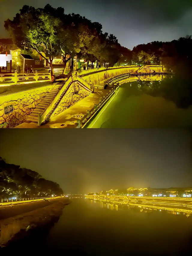 The night view of Fenghua Xikou Ancient Town, a passage of light and shadow, a passage of time