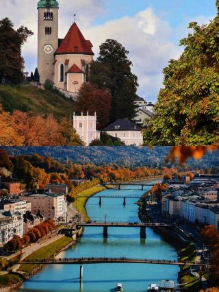 Salzburg, a fairytale town in the Alps in late autumn. 