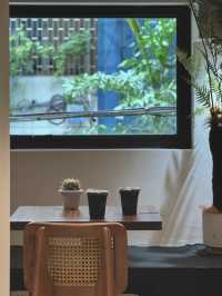 日光隨機灑落窗外老屋綠植之間，如夢境般奇幻。