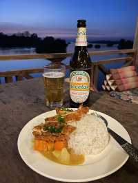 📍寮國。四千美島東德島日落景觀餐廳-Vixay Sunset Restaurant