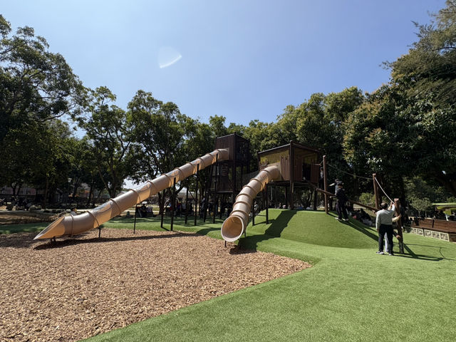 臺中 后里森林園區 🆕 最新公園開放囉～多種溜滑梯還有搖椅可以chill一下！