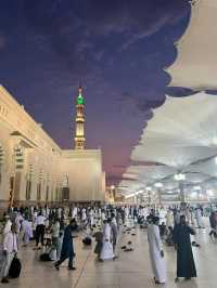 Praying at the sacred Al-Masjid Al-Nabawi in Medina, a truly spiritual experience