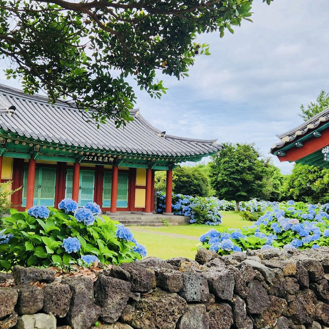Observing Traditional Architecture and Symbolism Enhanced by Nature's Palette