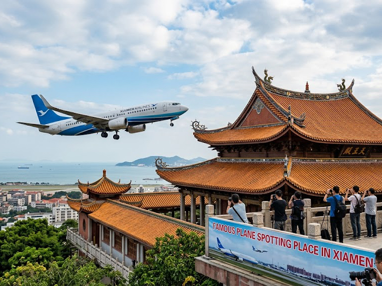 Hidden beside Xiamen Gaoqi International Airport is one of China’s most unique photography spots — Qingshui Palace. Here, huge passenger aircraft descend incredibly low over a traditional Minnan temple, creating a surreal scene where centuries-old architecture meets modern aviation.  

For aviation lovers and photographers, this is one of the most memorable experiences in Xiamen — but timing and preparation are key.

📍 Getting There

Destination: Qingshui Palace (高崎清水宫)
Location: Gaoqi area, Xiamen Island, close to the airport.

From Xiamen city centre:

· 🚇 Take the metro towards Gaoqi area, then continue by taxi or walking.
· 🚕 A taxi/Didi ride is usually the easiest option, especially if carrying camera equipment.
· Search on maps: “Qingshui Palace Xiamen” (厦门高崎清水宫)

The temple is located right below the approach path of aircraft landing at Gaoqi Airport.  

🕒 Best Time to Visit

The biggest mistake is arriving without checking the wind direction.

Aircraft movements depend on runway usage and wind conditions. When conditions are suitable, arriving aircraft pass directly above the temple.  

Recommended:

✅ Afternoon (around 12pm–5pm)
✅ Clear skies for better photos
✅ Check flight activity before leaving

Avoid:
❌ Rainy days
❌ Strong winds changing flight paths
❌ Early morning if you want the classic lighting angle

📱 How to Know When Planes Are Coming

Watch for planes approaching Xiamen Gaoqi International Airport.
There’s a guy at the airport who will also remind people minutes before the plane lands, so they can get ready their cameras. 

📸 Best Photography Spot

The classic shot is taken:

📍 In front of Qingshui Palace

Look for:

· The temple roof in the foreground
· Red lanterns and traditional decorations
· Aircraft flying directly above

Stand near the temple entrance and angle your camera upwards. The combination of:

· 🏮 Minnan temple architecture
· ✈️ Low-flying aircraft
· ☁️ Blue sky background

creates the famous “ancient China meets modern aviation” photo.  

📷 Camera Tips

Smartphone:

· Use 0.5x wide angle
· Enable burst mode
· Shoot vertically for Instagram/Reels
· Start recording video when the plane is 10–15 seconds away

A great trick is to take separate shots of the temple and aircraft, then combine them creatively if the timing is difficult.  

Planes can appear frequently when conditions are right, but there may also be waiting periods.  

⚠️ Things to Know

· The famous landing view depends on airport operations and weather.
· Bring water — there are limited facilities around the temple.
· Be respectful: this is still an active place of worship.
· Weekends can get crowded with photographers.

 #china #xiamen #travel2026 