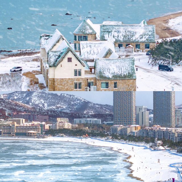 在海邊看雪景！！！威海真是太合適啦！！！