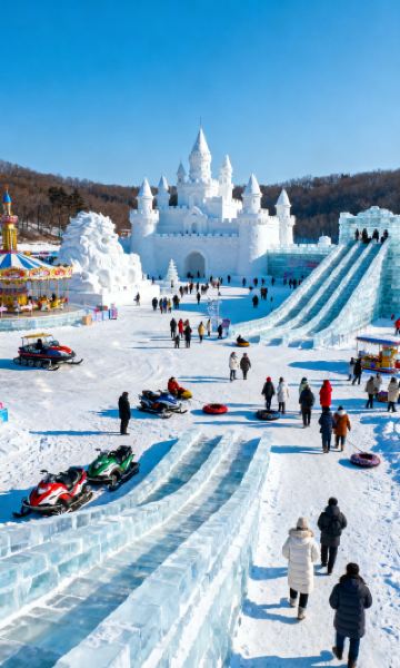 Заснеженный пейзаж Шэнцзин, шахматная доска неба и земли, открывает ледяную и снежную метавселенную 42° северной широты.