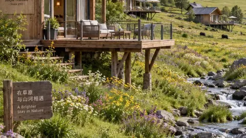 22°C Sangke Grassland: The ultimate family getaway! Stay in a creekside cabin and let the kids splash around — traveler post in Xiahe