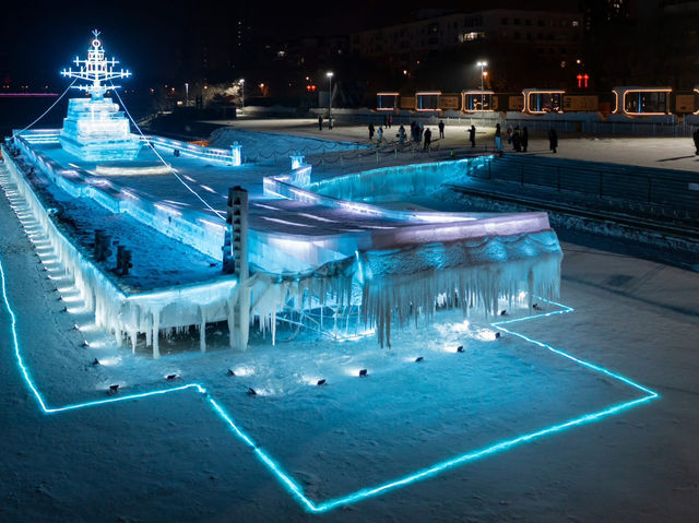 Aircraft Carrier Liaoning in An Ice Sculpture 