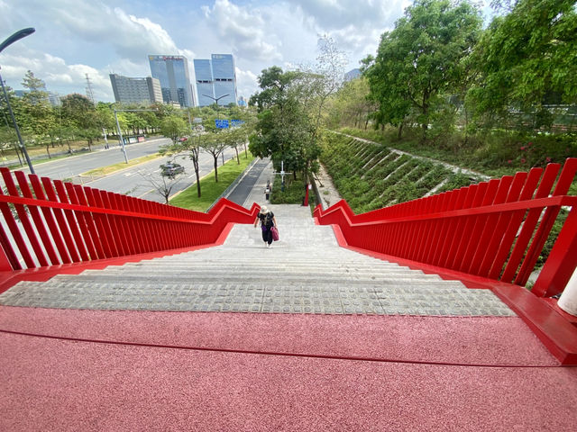 沉浸在陽光下的紅色浪漫和悠閒時光💕✨ 深圳虹橋公園🌉