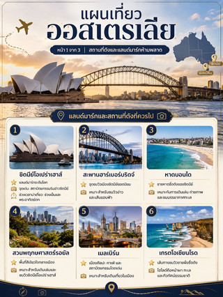 🇦🇺✨ แผนเที่ยวออสเตรเลีย ฉบับครบจบใน 3 หน้า!