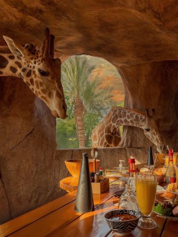 Breakfast with Giraffes in Abu Dhabi