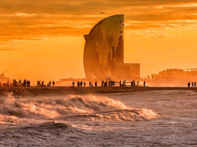 The Sunset In Barcelona