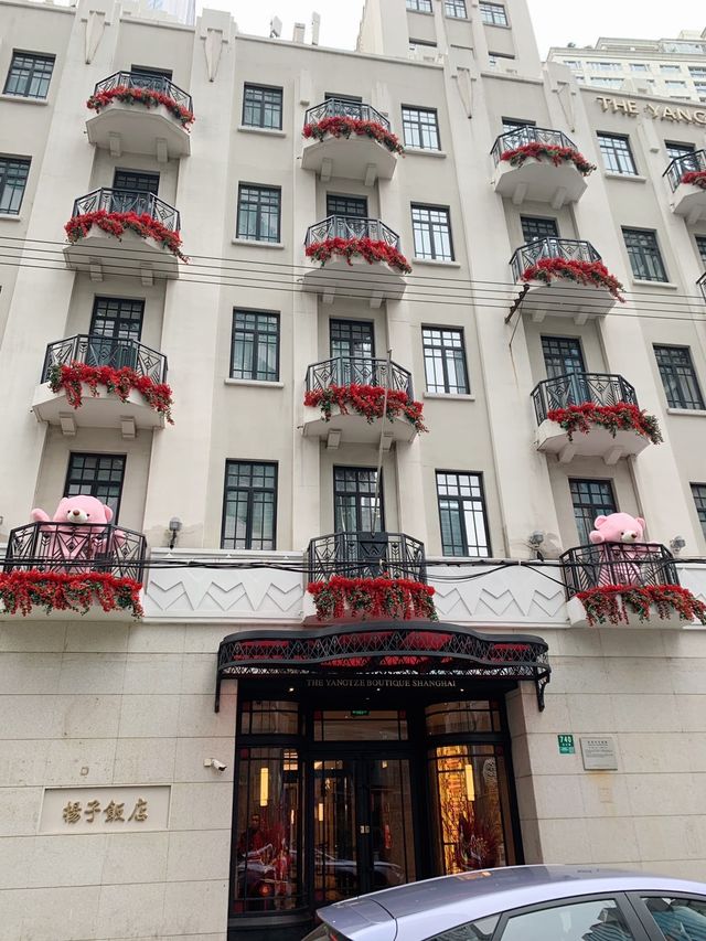上海街頭的浪漫，揚子飯店小熊玫瑰花露台