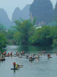 Cycling in Yangshuo🛵, landscapes, paddy fields, small shops, swings🏡, map routes.