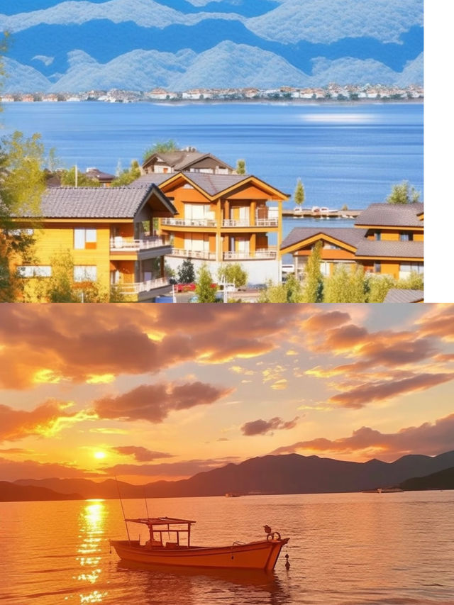 瀘沽湖嘅慢時光，船槳劃開雲霧，邂逅湖光山色嘅溫柔