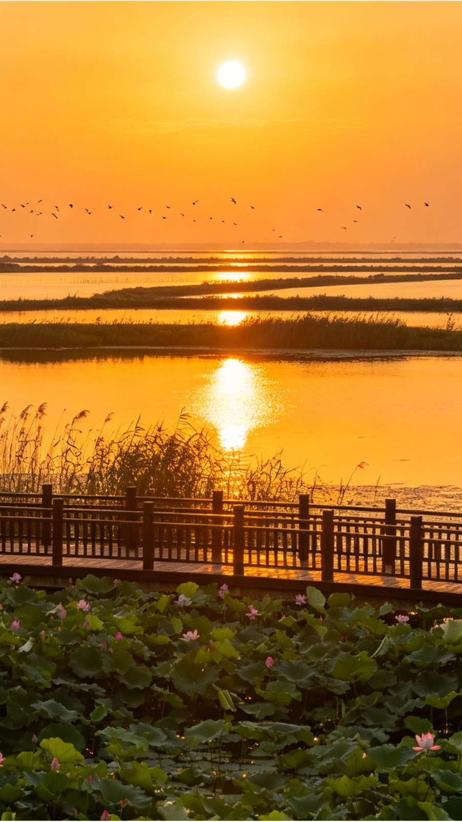 Khu đất ngập nước Tuohu ở huyện Wuhe, tỉnh Anhui: Một thị trấn nước ẩn mình ở phía Bắc Anhui.