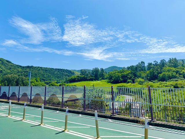 將藍踩單車享受海景