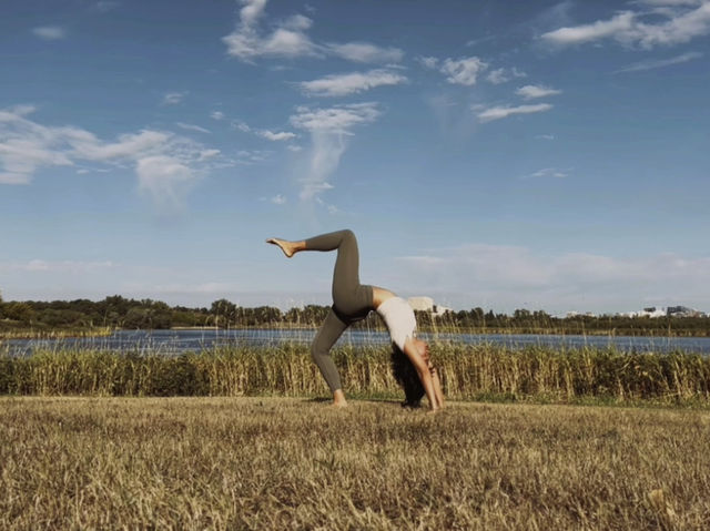 Yoga at Wascana Lake, Regina, Saskatchewan Canada