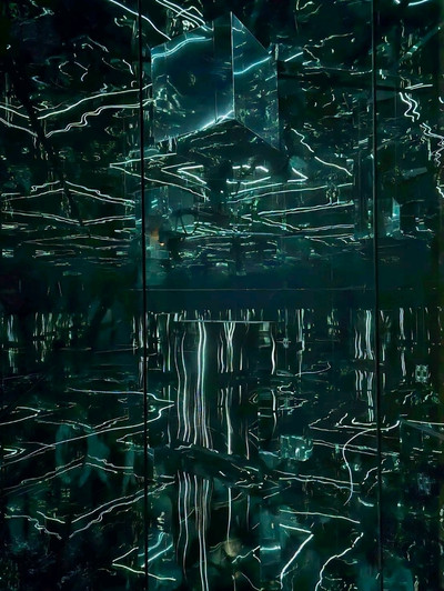 鏡面が揺れる未来建築。リアルと仮想が交錯する null² の世界