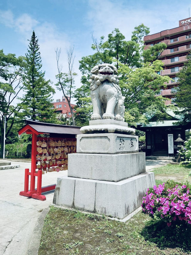 A serene and historic Shinto shrine located near Aomori Bay