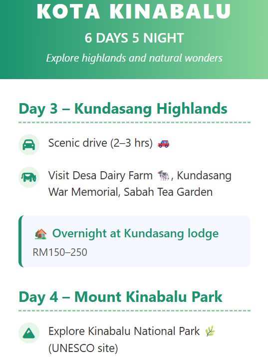 Innovative itinerary | 6D5N Kota Kinabalu (KK) make your holiday like a forever memories!🌴