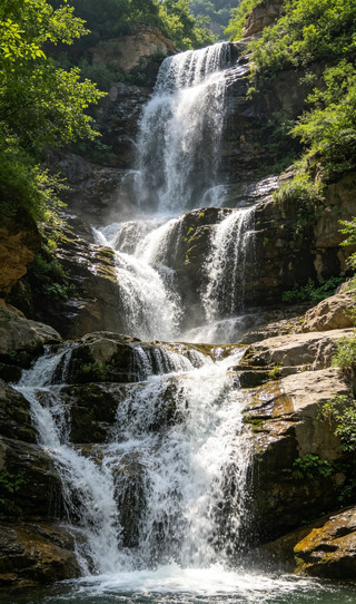 Shuipugou Scenic Area in Yixian County, Baoding, Hebei, is a canyon about 2.6 kilometers long, with streams running all along