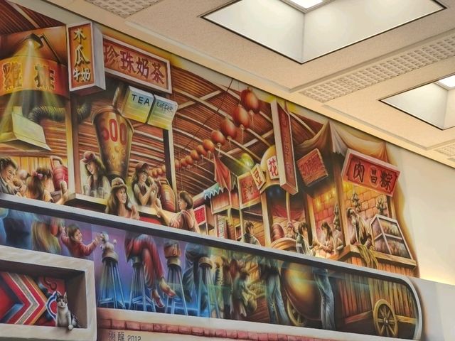 桃園機場-台灣夜市噴畫展🎀|小吃候機室|（看到流口水）