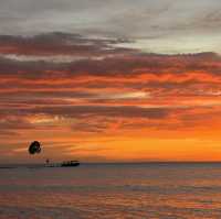 Tanjung Aru beach. Breathtaking sunset