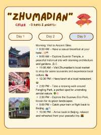 3-day itinerary in Zhumadian, China