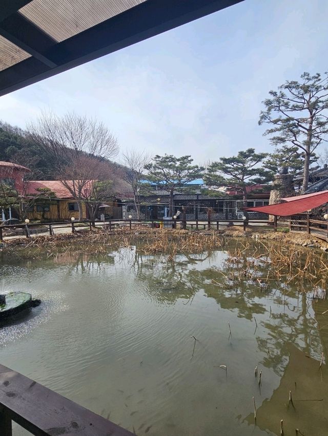 가평 감성카페 오롯이꽃연못 정원 바라보며 즐기는 꽃차와 디저트 맛집
