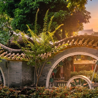 Fajar di Taman Qinghui, Guangzhou