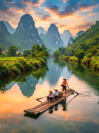 Yangshuo, Guilin, terkenal dengan "gunung dan airnya yang terbaik di dunia". Kali ini kami akan merekomendasikan dua objek wisata sungai yang wajib dikunjungi - Sungai Hejiang dan Sungai Yulong. Kedua tempat wisata ini tidak hanya mudah diakses, tetapi juga buka sepanjang tahun, sehingga cocok untuk dikunjungi kapan saja.

🗺️ Saran Rencana Perjalanan
Anda dapat mengatur perjalanan Anda di pagi hari ke Kawasan Wisata Lijiang Guilin, menaiki rakit bambu dari Guilin hingga ke Yangshuo, di sepanjang jalan melewati Gunung Lukisan Jiuma, Kota Tua Xingping, Refleksi Kain Kuning, dan landmark pemandangan wajib dikunjungi lainnya, merasakan keindahan sungai dan pegunungan "Galeri Baili". Setelah tiba di Yangshuo, disarankan untuk menuju ke Kawasan Wisata Sungai Yulong, menaiki rakit bambu buatan yang digerakkan dengan tangan, dan perlahan mengarungi sungai kecil yang dikelilingi pegunungan hijau dan perairan hijau, melewati jembatan-jembatan terkenal dan ladang-ladang hijau di sepanjang jalan.

🌟 Sorotan yang Wajib Dicoba
· Rakit Bambu di Sungai: Seluruh perjalanan memakan waktu sekitar 4 jam.

· Rakit Bambu Sungai Yulong: Dua orang dalam satu rakit, digoyangkan oleh pendayung, airnya tenang, di sepanjang jalan akan melewati beberapa bendungan, dapat merasakan keseruan percikan air "bendungan", sangat menarik. Ada kegiatan pelepasan bebek DIY, fotografi buatan tangan, dan kegiatan kecil lainnya di sepanjang jalan untuk keluarga atau pasangan.

· Tempat Foto: Pegunungan Jiuma yang dilukis di sungai, pantulan kain kuning (latar belakang 20 yuan), bertemu jembatan pelangi Sungai Long dan berbagai desa yang indah, cahaya dan bayangan terindah di pagi atau senja.

🔖Tips & Peringatan Perjalanan
1. Disarankan untuk membeli tiket perahu Lijiang lebih awal, musim puncak atau hari libur sangat populer, sebaiknya pesan di trip.com untuk memastikan tempat duduk.

2. Pada dasarnya tidak ada tempat berteduh di rakit bambu, jadi ingatlah untuk membawa topi matahari, tabir surya, dan air minum yang cukup, terutama di musim panas.
3. Untuk foto yang indah, disarankan untuk menghindari sinar matahari yang paling terik di siang hari, cahaya pagi atau sore hari, dan bayangan yang sangat lembut.

4. Ada risiko jatuh ke air saat bertemu rakit bambu di Sungai Naga. Berhati-hatilah saat membawa barang elektronik. Disarankan untuk menggunakan wadah tahan air.

5. Anda dapat menyiapkan sedikit uang tunai, yang lebih nyaman untuk kegiatan kecil, membeli suvenir, atau konsumsi sederhana (pembayaran elektronik sulit ditemukan di beberapa tempat di Guilin).

Ringkasan:
Pegunungan dan sungai Yangshuo di Guilin sangat mempesona, baik itu kabut pagi yang berkabut atau matahari yang cerah. Sungai Yangshuo megah dan Sungai Naga puitis dan tenang. Kedua jalur sungai ini memiliki kelebihan masing-masing. Sangat disarankan untuk melakukan perjalanan bersama. Perjalanan sehari sudah cukup untuk merasakan keindahan pegunungan dan sungai. Sempurna untuk pecinta fotografi, pecinta alam, dan liburan orang tua-anak.

Topik: #Pemandangan Guilin #Rakit Bambu Hejiang #Wisata Rekreasi Sungai Yulong #Tempat yang Wajib Dikunjungi di Yangshuo #Wisata Tiongkok