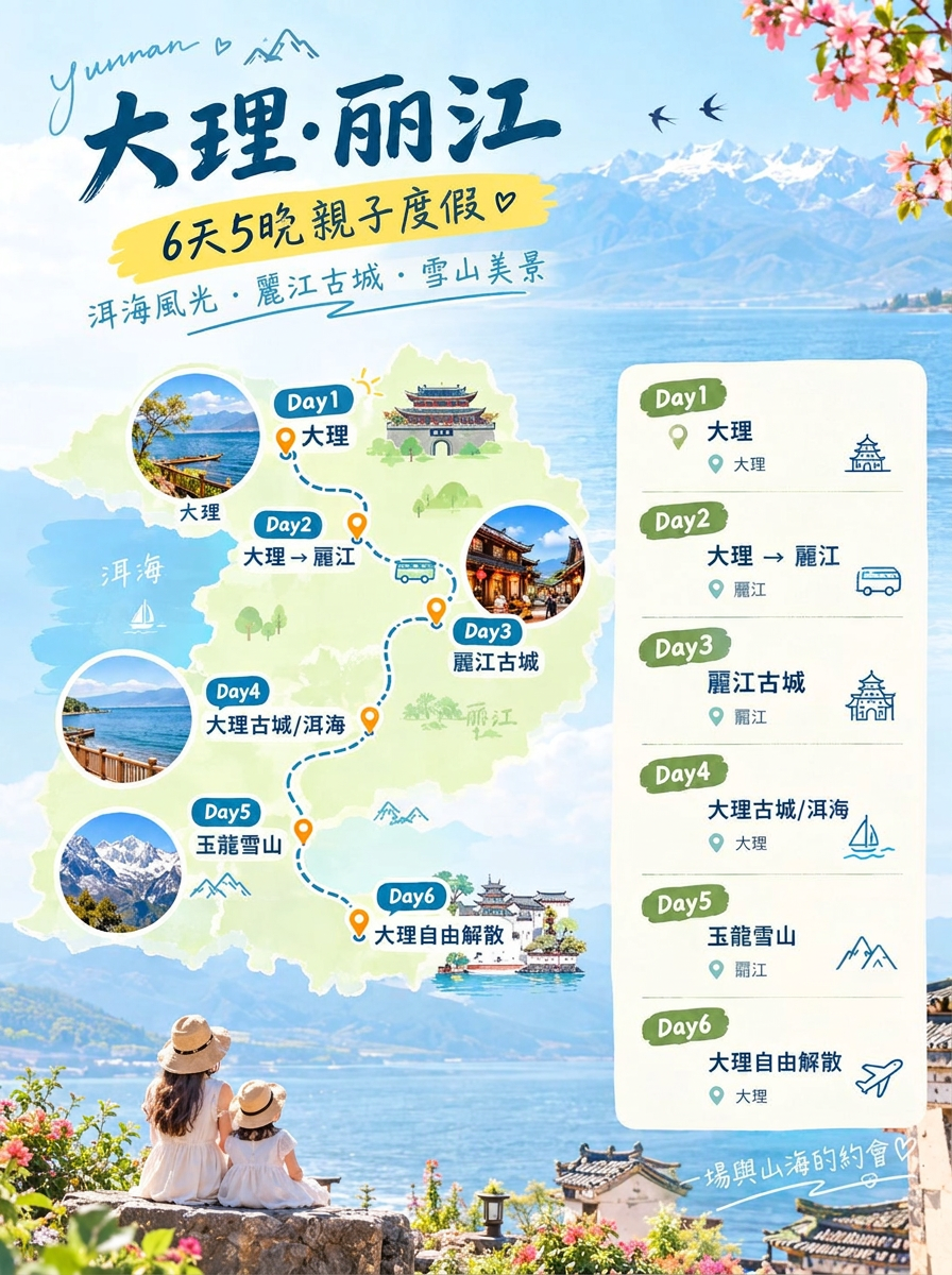 麗江大理6天5晚親子度假不費媽雲南遛娃路線