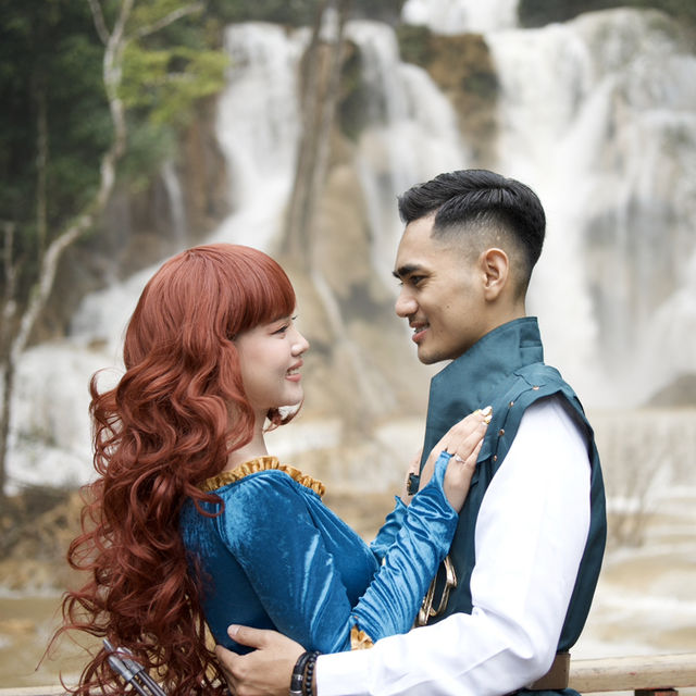 Magical Moments at Kuang Si Waterfall: A Dreamy Disney-Themed Pre-Wedding Shoot