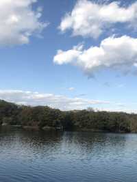 【静岡県　伊東市　一碧湖のゴールデンサンセット】
